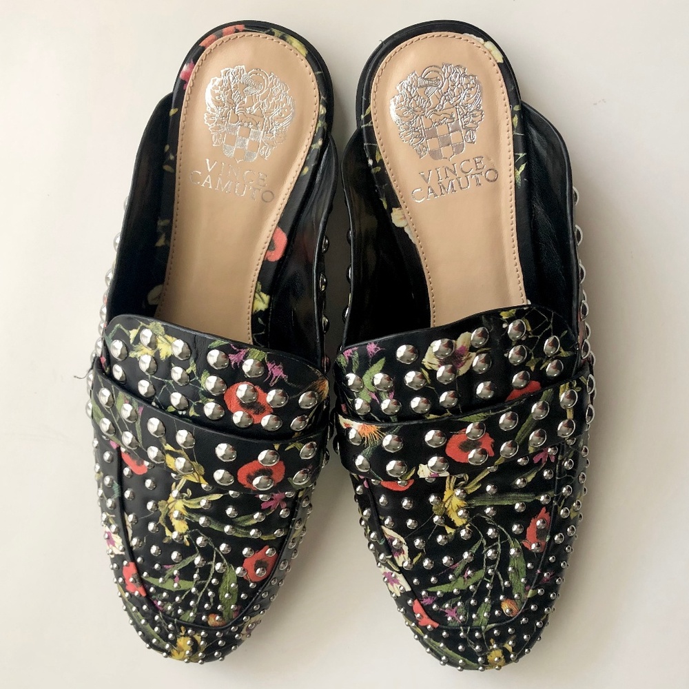 Vince Camuto 'Sessa' Floral Studded Leather Mule